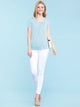 WT1175 Womens Scoop Neck Short Sleeve Front Pleated Tunic