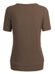 WT1175 Womens Scoop Neck Short Sleeve Front Pleated Tunic