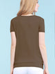 WT1175 Womens Scoop Neck Short Sleeve Front Pleated Tunic