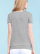 WT1175 Womens Scoop Neck Short Sleeve Front Pleated Tunic