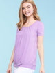 WT1175 Womens Scoop Neck Short Sleeve Front Pleated Tunic