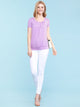WT1175 Womens Scoop Neck Short Sleeve Front Pleated Tunic