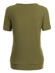 WT1175 Womens Scoop Neck Short Sleeve Front Pleated Tunic