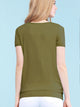 WT1175 Womens Scoop Neck Short Sleeve Front Pleated Tunic