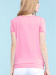 WT1175 Womens Scoop Neck Short Sleeve Front Pleated Tunic