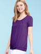 WT1175 Womens Scoop Neck Short Sleeve Front Pleated Tunic