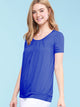WT1175 Womens Scoop Neck Short Sleeve Front Pleated Tunic