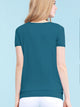 WT1175 Womens Scoop Neck Short Sleeve Front Pleated Tunic