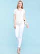 WT1175 Womens Scoop Neck Short Sleeve Front Pleated Tunic