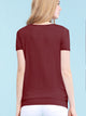 WT1175 Womens Scoop Neck Short Sleeve Front Pleated Tunic