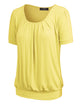 WT1175 Womens Scoop Neck Short Sleeve Front Pleated Tunic