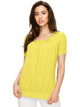 WT1175 Womens Scoop Neck Short Sleeve Front Pleated Tunic