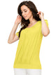 WT1175 Womens Scoop Neck Short Sleeve Front Pleated Tunic