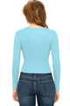 WT1482 Womens Deep V Neck Long Sleeve Cross Wrap Fitted Crop Top
