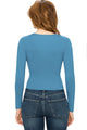 WT1482 Womens Deep V Neck Long Sleeve Cross Wrap Fitted Crop Top