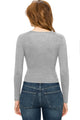 WT1482 Womens Deep V Neck Long Sleeve Cross Wrap Fitted Crop Top