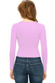 WT1482 Womens Deep V Neck Long Sleeve Cross Wrap Fitted Crop Top