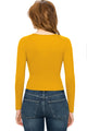 WT1482 Womens Deep V Neck Long Sleeve Cross Wrap Fitted Crop Top