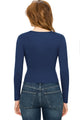 WT1482 Womens Deep V Neck Long Sleeve Cross Wrap Fitted Crop Top