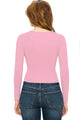 WT1482 Womens Deep V Neck Long Sleeve Cross Wrap Fitted Crop Top