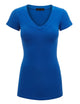 WT1606 Womens Basic Fitted Short Sleeve V-Neck T Shirt