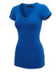 WT1606 Womens Basic Fitted Short Sleeve V-Neck T Shirt