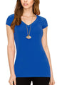 WT1606 Womens Basic Fitted Short Sleeve V-Neck T Shirt