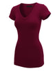 WT1606 Womens Basic Fitted Short Sleeve V-Neck T Shirt