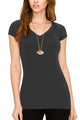 WT1606 Womens Basic Fitted Short Sleeve V-Neck T Shirt