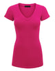 WT1606 Womens Basic Fitted Short Sleeve V-Neck T Shirt