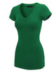 WT1606 Womens Basic Fitted Short Sleeve V-Neck T Shirt