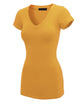 WT1606 Womens Basic Fitted Short Sleeve V-Neck T Shirt
