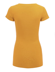 WT1606 Womens Basic Fitted Short Sleeve V-Neck T Shirt