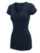 WT1606 Womens Basic Fitted Short Sleeve V-Neck T Shirt