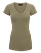 WT1606 Womens Basic Fitted Short Sleeve V-Neck T Shirt