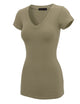 WT1606 Womens Basic Fitted Short Sleeve V-Neck T Shirt