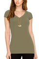 WT1606 Womens Basic Fitted Short Sleeve V-Neck T Shirt
