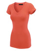 WT1606 Womens Basic Fitted Short Sleeve V-Neck T Shirt