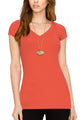 WT1606 Womens Basic Fitted Short Sleeve V-Neck T Shirt