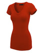WT1606 Womens Basic Fitted Short Sleeve V-Neck T Shirt
