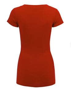 WT1606 Womens Basic Fitted Short Sleeve V-Neck T Shirt