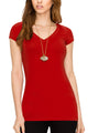 WT1606 Womens Basic Fitted Short Sleeve V-Neck T Shirt