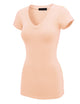 WT1606 Womens Basic Fitted Short Sleeve V-Neck T Shirt