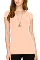 WT1606 Womens Basic Fitted Short Sleeve V-Neck T Shirt