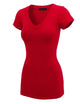 WT1606 Womens Basic Fitted Short Sleeve V-Neck T Shirt