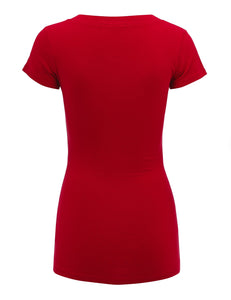 WT1606 Womens Basic Fitted Short Sleeve V-Neck T Shirt