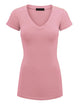 WT1606 Womens Basic Fitted Short Sleeve V-Neck T Shirt