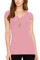 WT1606 Womens Basic Fitted Short Sleeve V-Neck T Shirt