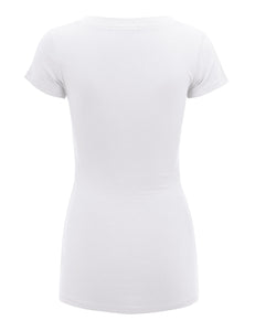 WT1606 Womens Basic Fitted Short Sleeve V-Neck T Shirt