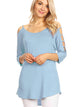 WT1803 Womens 3/4 sleeve Hollowed Out Shoulder Top T Shirts